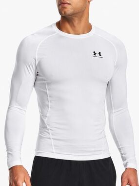 Under Armour HeatGear Compression Long Sleeve Shirt White men’s size‎ 2XL